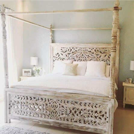 Post Bed Frame, 4 Post Bed, Wood Canopy Bed, Letto King Size, Wood Canopy, Wooden Canopy, Loft Bed Frame, Wooden Bed Frame, Solid Wood Platform Bed