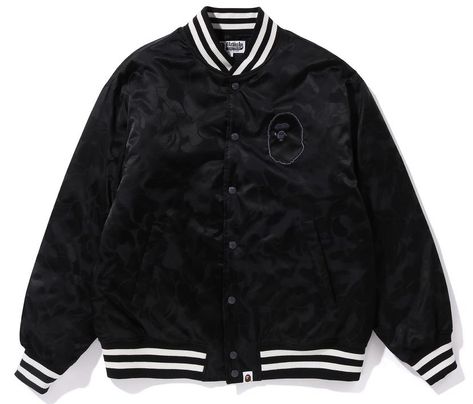 Black Varsity Jacket, Bape Black, Mens Outdoor Jackets, Varsity Jacket Men, Sweat Dress, Exclusive Clothing, Bathing Ape, Hot Sneakers, A Bathing Ape