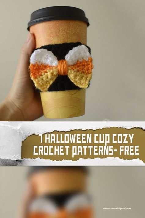 From spooky skulls to cute pumpkins, these patterns offer a wide range of options for expressing your Halloween spirit. Halloween Cup Cozy, Cup Sleeve Pattern, Cup Cozy Crochet, Cup Cozy Crochet Pattern, Crochet Lily, Keychain Tutorial, Cup Cozy Pattern, Cute Pumpkins, Halloween Symbols