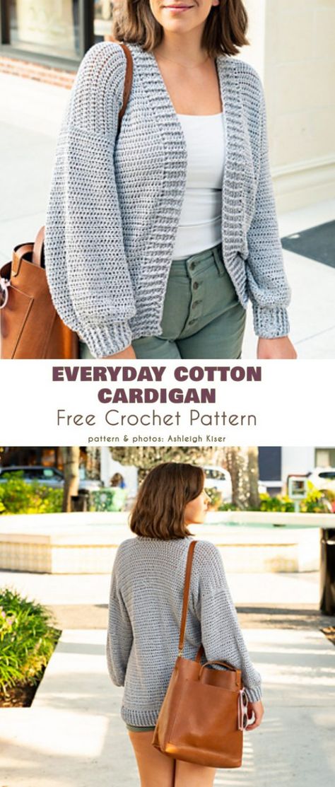 Easy Cardigan Crochet Pattern Free, Pola Kardigan, Pola Sweater, Comfy Crochet, Cardigans Crochet, Crochet Cardigan Free, Crochet Cardigan Pattern Free, Crochet Cardigans, Gilet Crochet