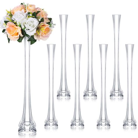 PRICES MAY VARY. What You Get: this package contains 6 pieces of clear Eiffel tower vases for wedding, each vase is carefully packaged, but please note that no vase filling is included; Sufficient quantity and exquisite appearance are good choices for sharing Quality Material: each tall tower vase is hand blown from quality glass, so may contain air vesicle, and exhibit slight variations and imperfections due to the handcrafting process; Second, the sturdy base with four legs keeps tall vases st Light Pink Centerpieces Wedding, Tall Vases Wedding Centerpieces, Silver Centerpiece Wedding, Tall Centerpieces For Party Elegant, Pool Noodle Wedding Decorations, Eiffel Tower Vase Centerpieces, Wedding Tall Centerpieces, Tall Glass Vase Centerpiece, Paris Theme Centerpieces