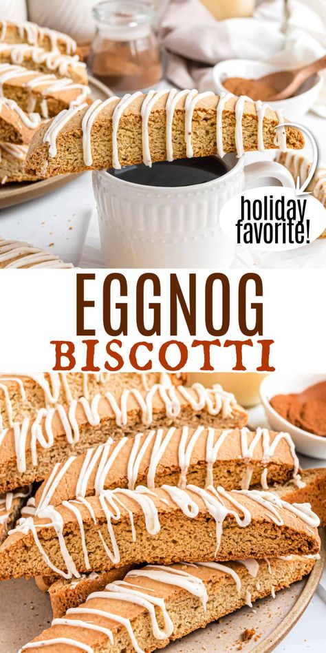 Biscotti with all the flavors you love in a glass of eggnog--just in time for the holidays! Come Christmas morning, you'll be glad you have Eggnog Biscotti on hand to pair with your coffee while you gather around the tree. Eggnog Biscotti Recipe, Eggnog Biscotti, Cookies Italian, Biscotti Recipes, Christmas People, Italian Cookie, Rum Extract, Biscotti Cookies, Brownie Desserts