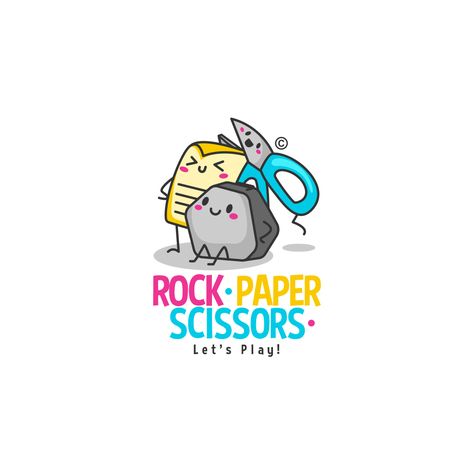 Rock, Paper, Scissors! Kawaii/Line-art style logo for kids' stationary brand. a custom logo design project by brandsbysam.com    Get your design done today! Stationary Brand, Stationery Store Design, Scissors Logo, Kids Stationary, Paper Logo, Beautiful Logos Design, Branding Inspo, Rock Paper Scissors, Retail Logo