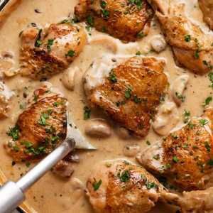 Chicken Fricassée (French creamy chicken stew) - RecipeTin Eats White Mushroom Sauce, French Chicken Stew, Creamy Chicken Stew, French Chicken, Chicken Fricassee, Cacciatore Recipes, Chicken Cacciatore Recipe, Homemade Chicken Stock, Stew Chicken Recipe