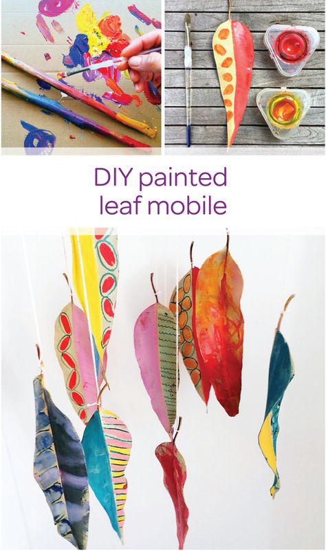 Let your toddler practice their painting skills and express their creativity by letting them make their very own DIY painted leaf mobile to decorate their big kid bedroom! Explore nature together and collect fall leaves together and then let the painting fun begin. This is such a fun and colorful craft for your toddler. Diy Art Paintings, Reggio Provocations, Sukkot Crafts, Art And Crafts For Kids, Fall Mobile, Leaf Mobile, Nature Mobile, Leaf Craft, Hello Wonderful