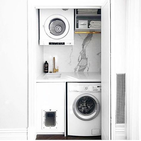 Hidden Laundry Closet, Euro Laundry, Cat Litter Cabinet, European Laundry, Cat Litter Box Ideas, Home Gathering, Laundry Cupboard, Litter Box Ideas, Tiny Laundry