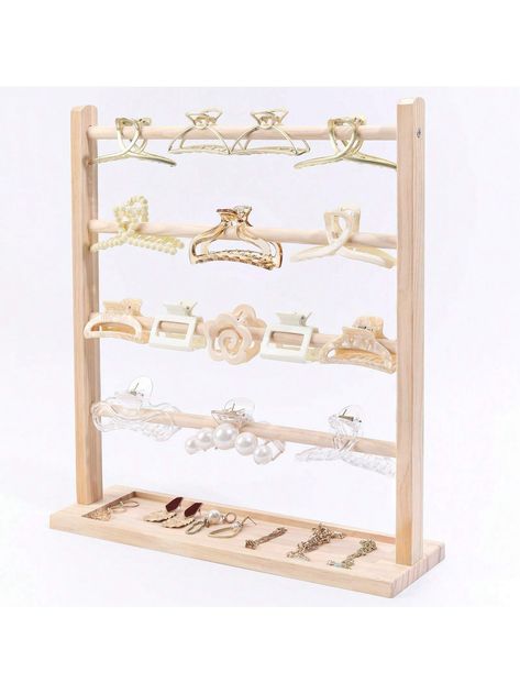 Oaoleer Claw Clip Organizer, Wooden Hair Clip Organizer Storage for Women Girls, Table Standing Claw Clip Holder Hair Clip Organizer for Dressing Table, Beside Table,15.7''L x 4.2''W x 17.2''HI discovered amazing products on SHEIN.com, come check them out! Hair Clip Holder Diy, Claw Clip Holder, Claw Clip Organizer, Hair Clip Storage, Hair Clip Organizer, Hair Product Storage, Clip Organizer, Farmers Market Display, Hair Product Organization