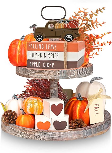 Fall Tiered Tray Decor - Thanksgiving Decorations for Home - 3 Double Sided Faux Book Stack 3 Love Wood Block 1 Pumpkin Truck - Farmhouse Rustic Decor for Autumn Thanksgiving Harvest - Halloween Costume - Bat - Spooky Season - Fall Decor - Halloween 2023 - Trick or Treat - Goth - Pumpkin - Barbie - Hello Pumpkin - Spa Decor - Salon Decor - Light up Leaves - Pumpkin - Fur baby - Orange - Starbucks - Best Seller - September - October Faux Book Stack, Thanksgiving Decorations For Home, Fall Tray Decor, Fall Tray, Fall Tiered Tray Decor, Farmhouse Table Decor, Thanksgiving Harvest, Spiced Apple Cider, Thanksgiving Signs