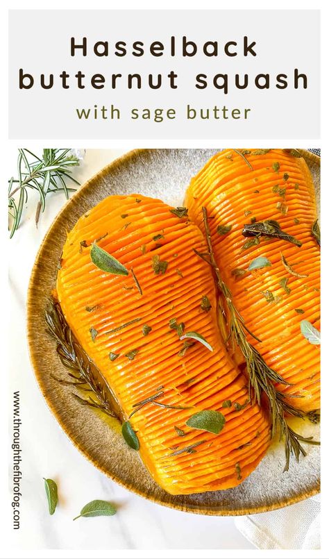 Hasselback Butternut Squash with Maple Brown Butter Hasselback Butternut Squash, Holiday Sides, Butternut Squash Recipes, Holiday Side Dishes, Fall Food, Herb Butter, Winter Squash, Squash Recipes, Holiday Dinner