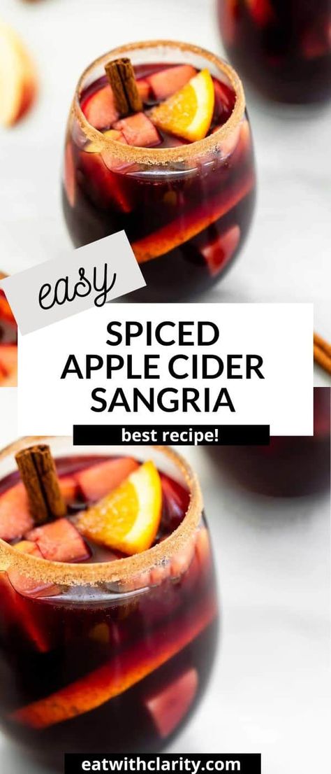 Cinnamon Apple Cider Sangria Candy Apple Sangria, Fall Pitcher Drinks, Cinnamon Sangria, Easy Sangria, Thanksgiving Sangria, Fall Sangria Recipes, Gluten Free Fall Recipes, Red Sangria Recipes, Apple Sangria