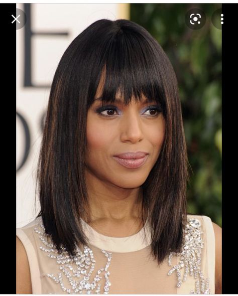 Lob Straight, Golden Globes Hair, Straight Hair Cuts, Hair Styles 2014, Kerry Washington, Golden Globe, Shoulder Length Hair, Shoulder Length, Hairstyles With Bangs