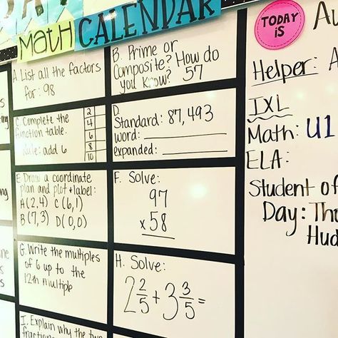 Oh, how I’ve missed teaching math! The kiddos seem to like my math workshop model! 👌🏻 #iteachmath Math Calendar, Math Olympiad, Sixth Grade Math, Calendar Math, Math Tools, Upper Elementary Math, Fifth Grade Math, Fourth Grade Math, Higher Order Thinking