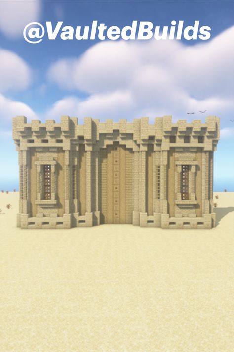 Sand Castle Minecraft Build, Ancient Desert City Concept Art, Sandstone Wall Minecraft, Minecraft Desert Wall Designs, Minecraft Desert Temple Ideas, Desert Path Minecraft, Desert Wall Minecraft, Minecraft Sandcastle, Minecraft Camel Enclosure