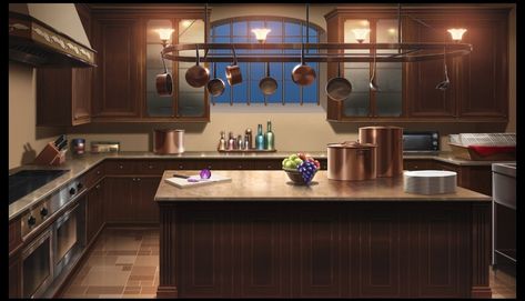 Gacha Dining Room Background, Anime Kitchen Background, Gacha Kitchen Background, Anime Kitchen, Kitchen Background, Anime House, Inside A House, Episode Interactive Backgrounds, Fancy Kitchens