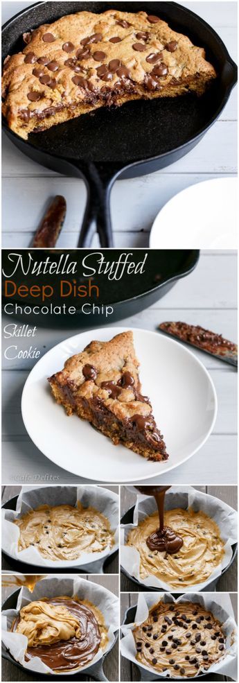 Chocolate Chip Skillet Cookie, Cinnamon Frosting, Skillet Chocolate Chip Cookie, Nutella Cheesecake, Skillet Cookie, Nutella Recipes, God Mat, Roll Cake, Chocolate Chip Muffins