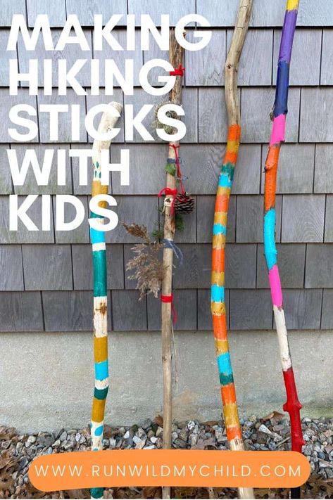 Diy Walking Stick, Adventure Crafts, Camping Activities For Kids, Forest School Activities, Homeschool Crafts, Theme Nature, Nature Camping, Hiking Sticks, Camping Activities