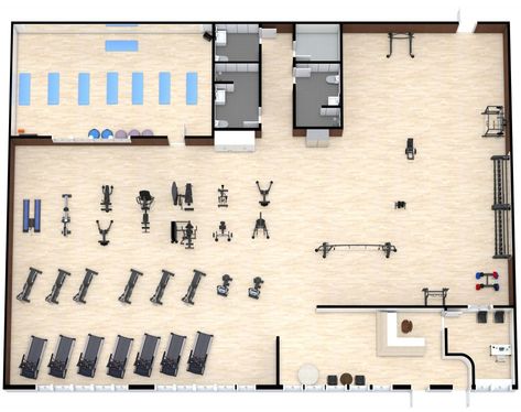 Gym Floor Plan, Gym Layout, Gym Architecture, Gym Design Interior, Gym Plan, Gym Floor, Personal Training Studio, Hotel Gym, Layout Plan