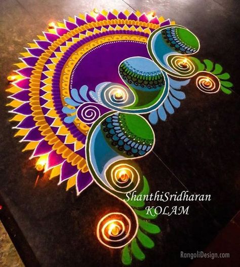 Vibrant Diwali Rangoli Designs That Will Leave You Spellbound Diwali Rangoli Designs, Rangoli Designs For Competition, Indian Rangoli Designs, Very Easy Rangoli Designs, Rangoli Designs Photos, Rangoli Designs Simple Diwali, Easy Rangoli Designs Diwali, Rangoli Side Designs, Rangoli Designs Latest