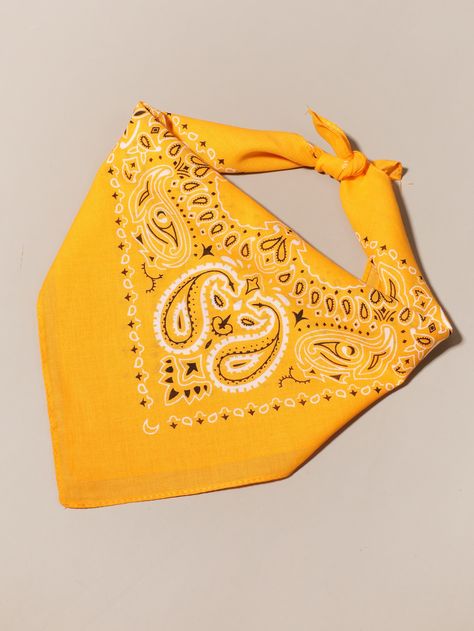 Casual Yellow Summer Bandana, Yellow Bandana Aesthetic, Yellow Neck Scarf, Yellow Headband Headscarf, Yellow Neckerchief, Yellow Bandana, Bandana Outfit, Cowboy Costume, White Room Decor