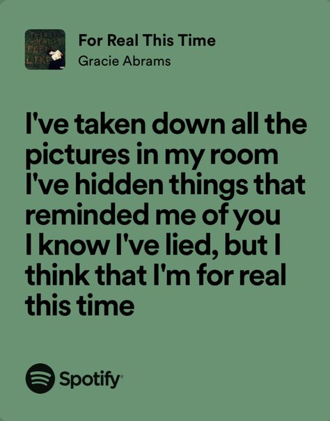 For Real This Time Gracie Abrams, Gracie Abrams Lyrics, Gracie Core, Cheek Kiss, Good Riddance, Perks Of Being A Wallflower, Spotify Lyrics, Let Me Down, Romantic Suspense