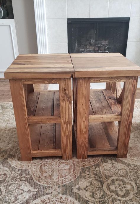 Simple Wood End Table, Diy Farmhouse Side Table, 2x4 Tv Stand Diy, Diy Rustic End Tables, Diy Couch End Table, Diy Simple Side Table, Diy Wood End Tables Living Rooms, Diy Couch Side Table, Diy End Table Plans