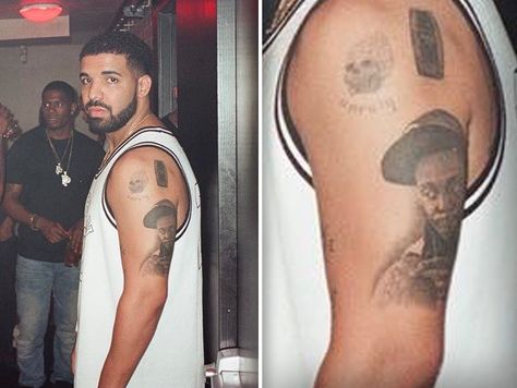 Drake Has Lil Wayne's Face Tattooed On His Arm | TMZ.com Lil Wayne News, Drake Tattoos, Drake Lil Wayne, Hip Hop Tattoo, Rihanna Tattoo, Hop Tattoo, Modern Tattoo Ideas, Cactus Tattoos, Christian Sleeve Tattoo