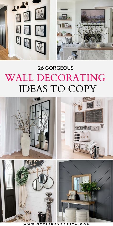 Do you have a huge, empty wall that needs to be decorated ASAP? If yes, check out this post about 26 of the best wall decor ideas you will love!. Long Wall Decorating Ideas Entryway, Wall Decor With Greenery, Big Blank Kitchen Wall, How To Decorate A Wall With Pictures, Antique Wall Decor Living Room, Living Room Tall Wall Decor Ideas, Ideas For Blank Wall, How To Decorate An Empty Wall, Wall Grouping Ideas