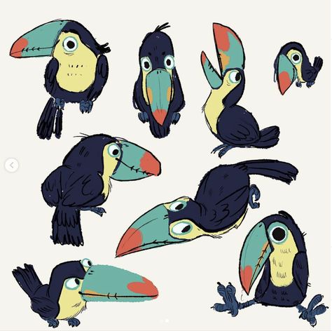 Artbook Design, Design Sheet, Different Poses, Bird Drawings, Character Design References, Illustrations And Posters, Bird Design, Art Block, Funky Art