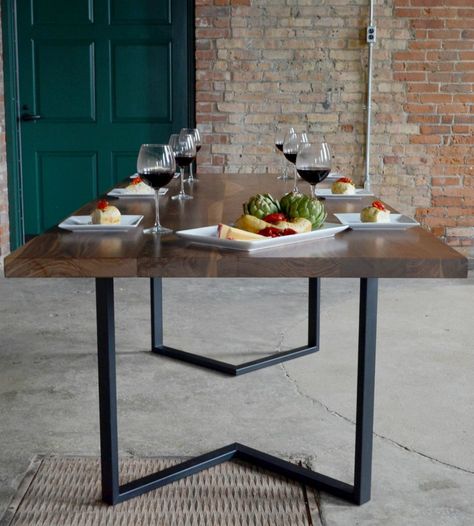 Modern dining table by Chad Yordy Industrial Style Table, Walnut Table Top, Hardwood Table, Steel Dining Table, Steel Table Legs, Metal Table Base, Metal Table Legs, Walnut Dining Table, Walnut Table