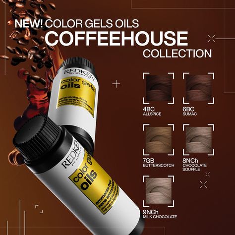 Coffee is a big part of everyday life. From morning habits to design choices, coffee tends to be at the center of it all. Which is why it was only natural that coffee would inspire the latest Redken Color Gels Oils shades. Meet the new Coffeehouse Collection, ready to achieve 100% gray coverege, 78% more shine and 30% more condition. Redken Color Gels, Chocolate Souffle, Redken Shades, Redken Color, Coffee Run, September 1st, Morning Habits, Coffeehouse, Which One Are You