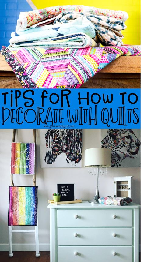 Decorating with quilts can be intimidating. Click through for tons of ideas for using your quilts to decorate. Plus watch my full interview with an interior designer for lots of great tips and ideas for decorating with quilts. Decorating With Quilts, Ideas For Decorating, Handmade Quilts, How To Decorate, Of Ideas, Quilt Sewing, Interior Designer, Interview, Home Decor Decals