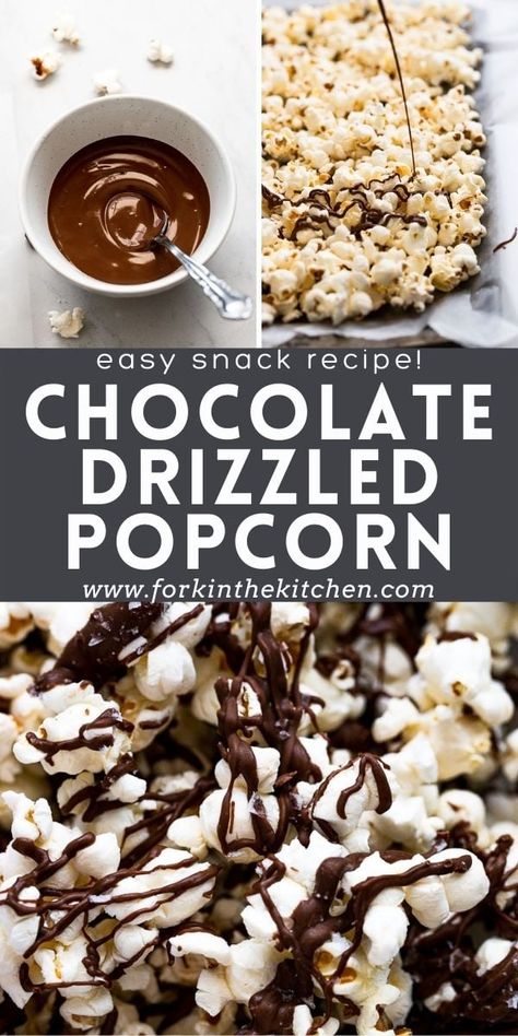 Drizzled Popcorn, Popcorn Recipes Chocolate, Chocolate Drizzled Popcorn, Popcorn Recipes Sweet, Popcorn Recipes Easy, Chocolate Covered Popcorn, Snack Chocolate, Popcorn Recipes Caramel, Stovetop Popcorn