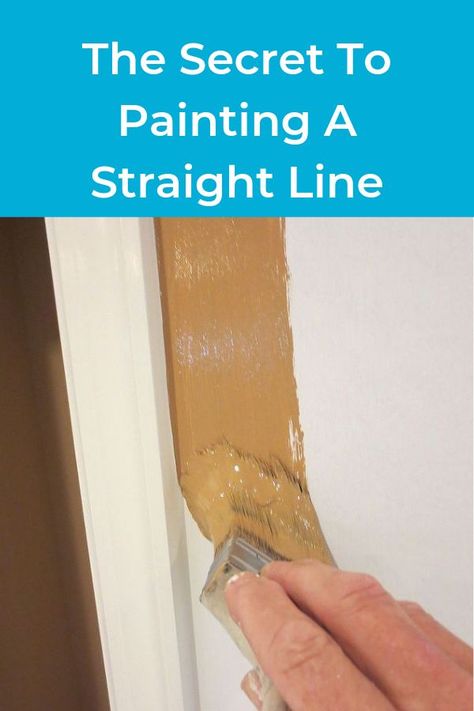 How to make a straight line up against the trim with your wall paint? Who knew this hack would be so awesome! #diy #home Painting Laminate Countertops, Painting Fabric Furniture, Restoration Hardware Table, Straight Line, Painting Kitchen Cabinets, Straight Lines, Décor Diy, Painting Tips, How To Paint