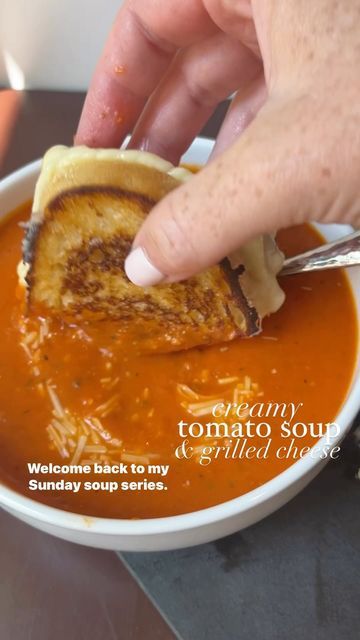 San Marzano Tomatoes Recipes, Sourdough Grilled Cheese, Recipes With Coconut Milk, Sunday Soup, Tomato Soup Grilled Cheese, Recipes With Coconut, Erin Lives Whole, Marzano Tomatoes, Veggie Broth