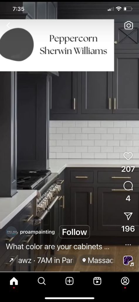 Peppercorn Sherwin Williams, Painted Furniture Colors, Black Kitchen Cabinets, Home Bar Designs, Favorite Paint Colors, Kitchen Cabinets Makeover, Favorite Paint, Interior Paint Colors, White Kitchen Cabinets