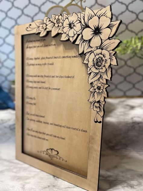 Laser Cutting Laser Photo Frame, Glowforge Picture Frame, Laser Cut Picture Frame, Corner Flower Design, Digital Picture Frame, Laser Cut Wood Crafts, Laser Engraved Ideas, Laser Art, Wood Photo Frame