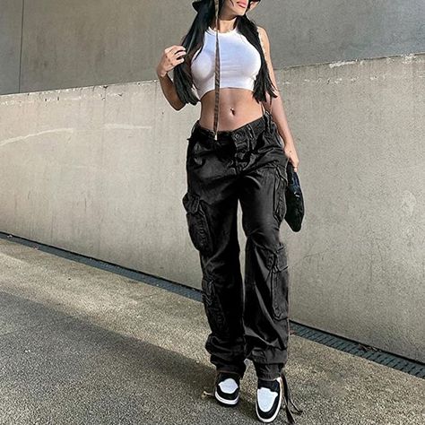 🫶🏼 Street Hip Hop Style, Celana Kargo, Cargo Pants Baggy, Y2k Cargo Pants, Baggy Streetwear, Baggy Cargo Pants, Semi Casual, Overalls Pants, Jeans Cargo