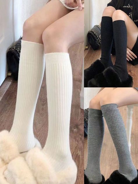 1pair Women's Thigh High Socks, Sweet And Spicy Knee Length Stockings For Spring/Summer/Fall, Ins Solid Color Long Boots Socks For Cold Weather, Over The Knee SocksI discovered amazing products on SHEIN.com, come check them out! Shein Wishlist, Boots Socks, Women Crew Socks, Over The Knee Socks, Thigh High Socks, Knee Socks, Boot Socks, Long Boots, Sweet And Spicy