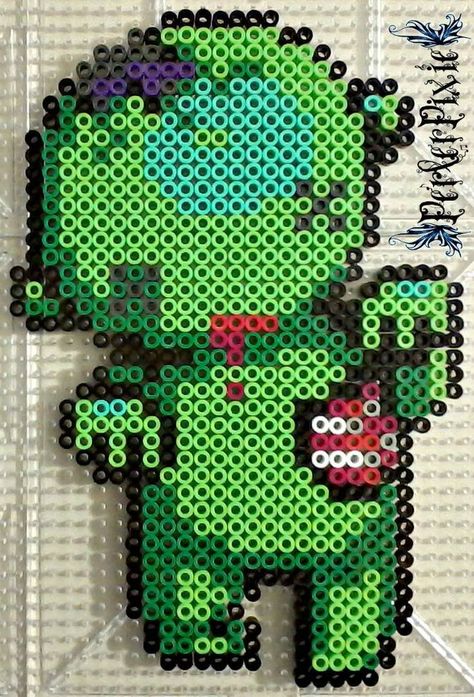 BRAAAINS ZOMBIE by PerlerPixie on DeviantArt Halloween Perler, Perler Creations, Pearl Beads Pattern, Perler Art, Perler Bead Designs, Perler Bead Templates, Perler Bead Crafts, Perler Crafts, Diy Perler Bead Crafts