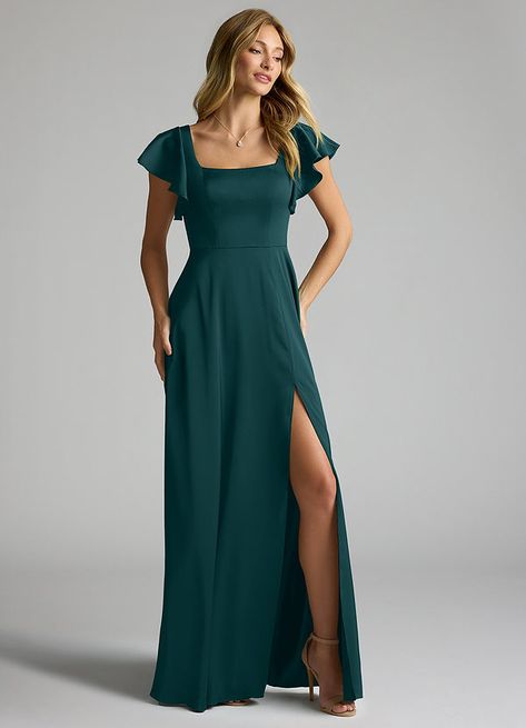 Jewel Tones Pine Bridesmaid Dresses | Azazie Agave Azazie, Emerald Green Bridesmaid Dress, Satin Bridesmaids Gowns, Peacock Bridesmaid Dresses, Emerald Green Bridesmaid Dresses, Green Bridesmaid Dress, Dark Green Bridesmaid Dress, Bridesmaid Dresses Azazie, Brides Mom