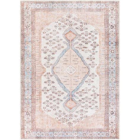 August Grove® Runner Kants Oriental Area Rug in Blush/Light Blue | Wayfair Blush Rug, Synthetic Rugs, Washable Area Rug, Chenille Rug, Light Blue Area Rug, Light Grey Area Rug, Soft Rug, Washable Area Rugs, Nebraska Furniture Mart