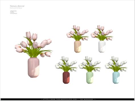 Sims 4 Flower Vase, Sims 4 Cc Vase Decor, Sims 4 Cc Flower Vase, Sims 4 Flowers Decor, Sims 4 Tulips, Sims 4 Vase Cc, Sims 4 Cc Flowers Decor, Sims Garden Cc, Sims 4 Spring Cc