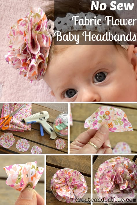 DIY Fabric Flower Baby Headband createandbabble.com Headbands Fabric, Headbands Diy, Baby Band, Fabric Flower Headbands, Diy Baby Headbands, Diy Bebe, Diy Bows, Baby Turban, Flower Diy