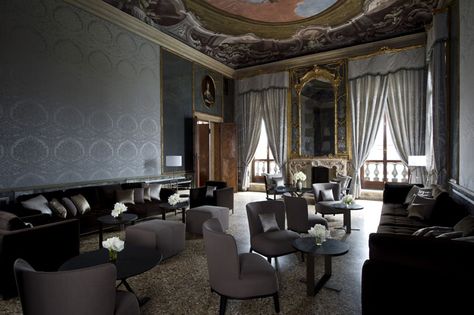 Aman Canale Grande Hotel, Venice, Italy | Yatzer Aman Venice, Venice Italy Hotels, Italy Hotel, Home Relaxing, Travel Venice, Relaxing Living Room, French Castle, Molding Ideas, Interior Home Design Ideas