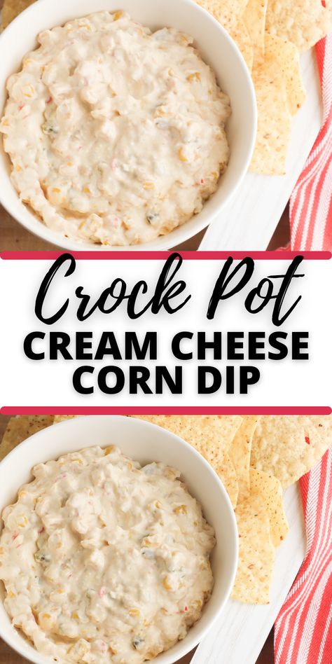 Crock Pot Cream Cheese Corn Dip is creamy, sweet. spicy and salty. It is the perfect party dip when made in the slow cooker for ease of preparation and time savings. Cream Cheese Corn Dip, Cheese Corn Dip, Cooked Corn, Cream Cheese Corn, Cream Cheese Recipes Dip, Crock Pot Dips, Cheese Corn, Delicious Slow Cooker Recipes, Party Dip