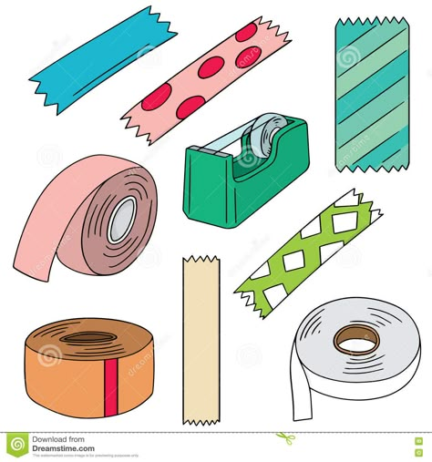 Adhesive tape stock vector. Illustration of drawing, illustration - 75336208 Masking Tape Drawing, Tape Illustration, Tape Drawing, Doodles Stickers, Sticker Inspo, 3d Room, Paper Book, Kawaii Stickers, Closet Designs