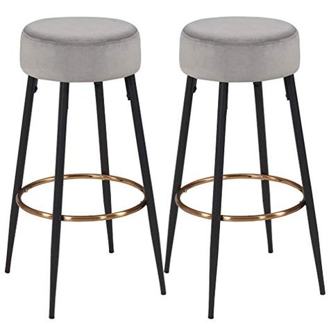 Duhome Set of 2 Bar Stools round Fabric Velvet Rose Pink Barstool Metal Legs Thick Upholstery Seat height 80 cm Colour Selection 5168A: AmazonSmile: Amazon.co.uk: Velvet Bar Stools, Stool Upholstery, Round Bar Stools, Contemporary Stools, Island Stools, Kursi Bar, Contemporary Bar Stools, Stools For Kitchen Island, 30 Bar Stools