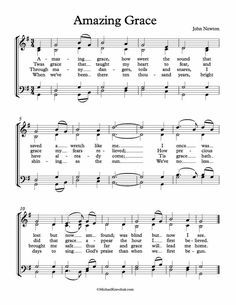 Free Piano Sheet Music Printables, Amazing Grace Sheet Music, Choir Sheet Music, Music Printables, Piano Music Easy, John Newton, Hymns Lyrics, Pastor Appreciation, Christmas Sheet Music