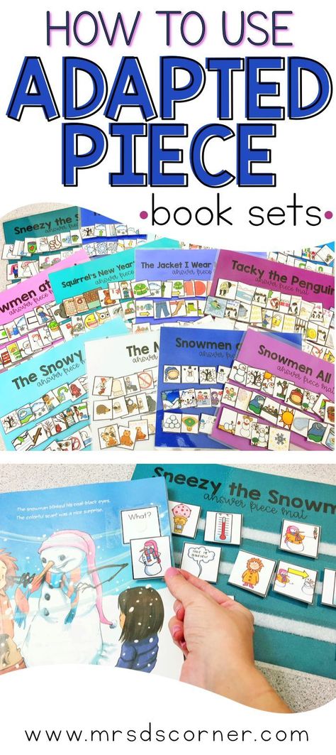 How to use Adapted Books in any classroom setting. Using adapted books in the classroom brings so many benefits to you and your students. Book discussions, comprehension practice, fluency… the list could go on and on. And adapted books aren’t just for the special needs classroom or your lower level readers. They’re for everyone. Your questions about adapted books answered in this blog post. Only at Mrs. D's Corner. Severe Special Education Activities, Adapted Books Free Printable, Severe And Profound Classroom Activities, Storybook Activities, Adapted Books Free, Special Needs Classroom, Adapted Books Special Education, Adaptive Books, Life Skills Classroom