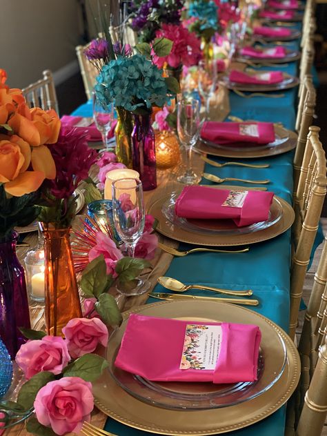 Teal And Pink Wedding Ideas, Jewel Tone Wedding Theme, Wedding Decorations Table Settings, Ideas Bautizo, Teal Party, Brave Man, Berry Wedding, Pink Wedding Decorations, Orange Party